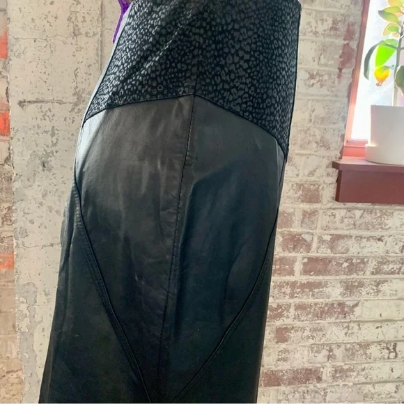 Winlit Womens Black Leather High Waisted Vintage Skirt Deadstock Size 9/10 - Picture 5 of 12
